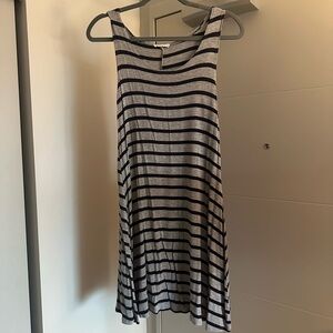 Striped Sleeveless Dress - Black and Gray